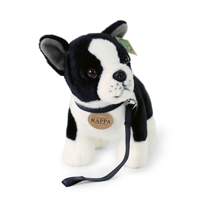 Cane di peluche Boston Terrier con guinzaglio alto 23 cm ECO-FRIENDLY