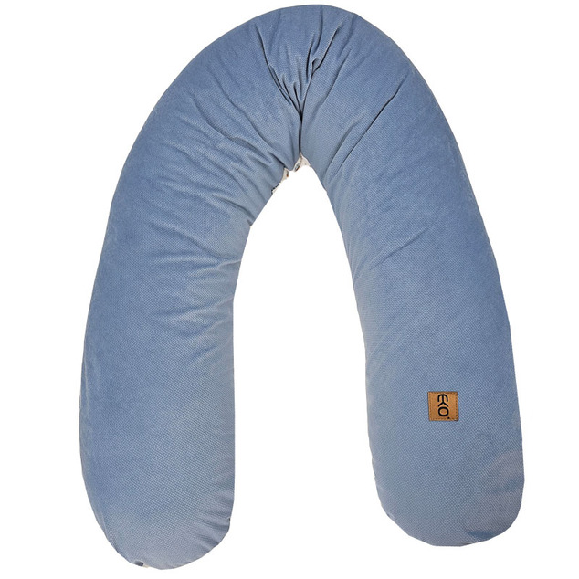 EKO Coussin d'allaitement Velvet Giraffe bleu 180 cm