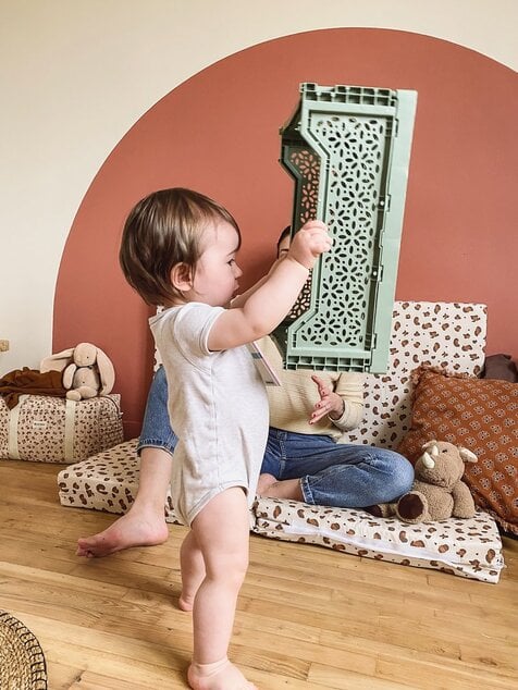 Tappetino da gioco pieghevole imbottito per bambini 5 in 1, Leopardo