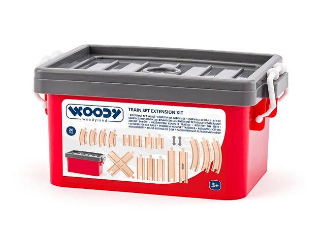 Woody Set koľají v plastovom boxe, 20ks