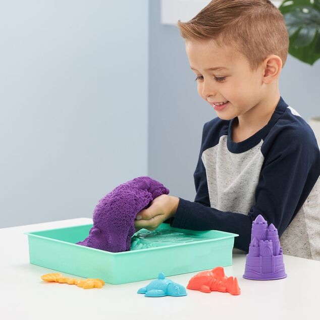 Kinetic sand scatola di sabbia liquida con tappetino viola