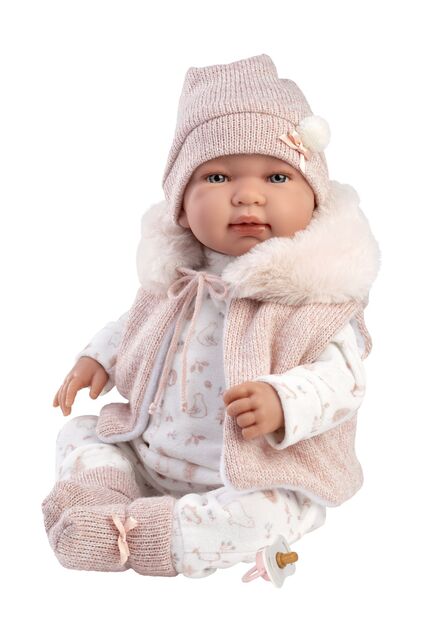 Llorens 84486 NEW BORN - realistická bábika bábätko so zvukmi a mäkkým látkovým telom - 44