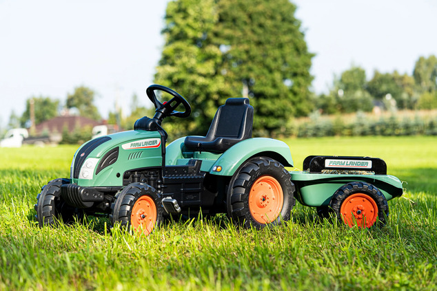 Falk Šliapací traktor veľký 1054AB - Farm Lander s vlečkou - zelený