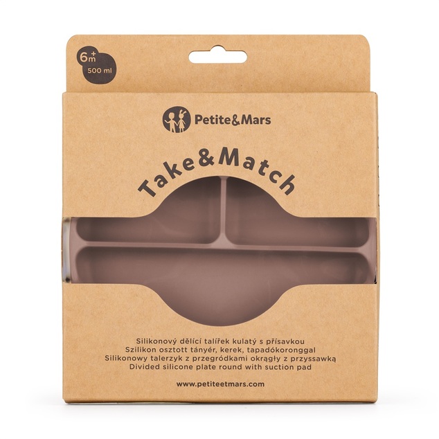 PETITE&amp;MARS Tanierik silikónový deliaci okrúhly Take&amp;Match Velvet Latte 6m+