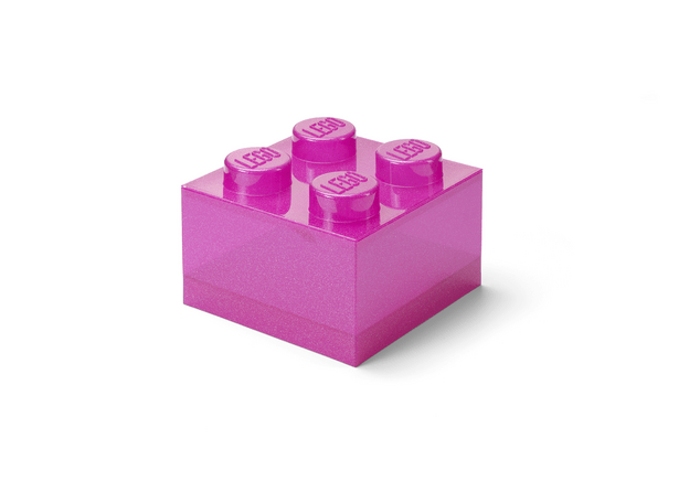 LEGO úložný box 4 s vekom - trblietavá ružová
