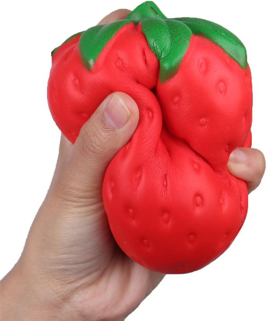Антистресова мачкаща squishy играчка гниотек ягода джъмбо 15 см