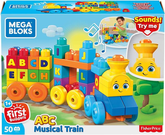 Mattel Mega Bloks Hudobný vláčik s písmenkami FWK22