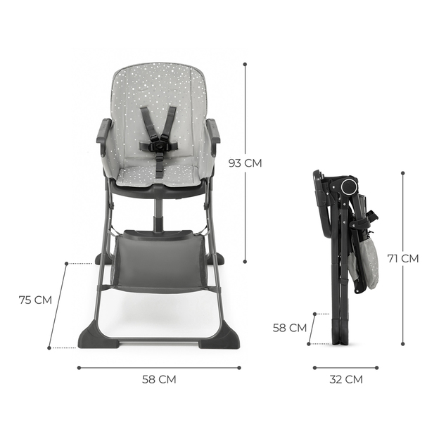 KINDERKRAFT Chaise haute Foldee Grey