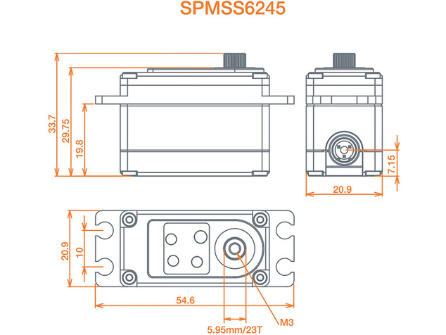 Spektrum servo S6245 Auto Vysoká rýchlosť Vysoký krútiaci moment 19.1kg.cm 0.06s/60° 23T