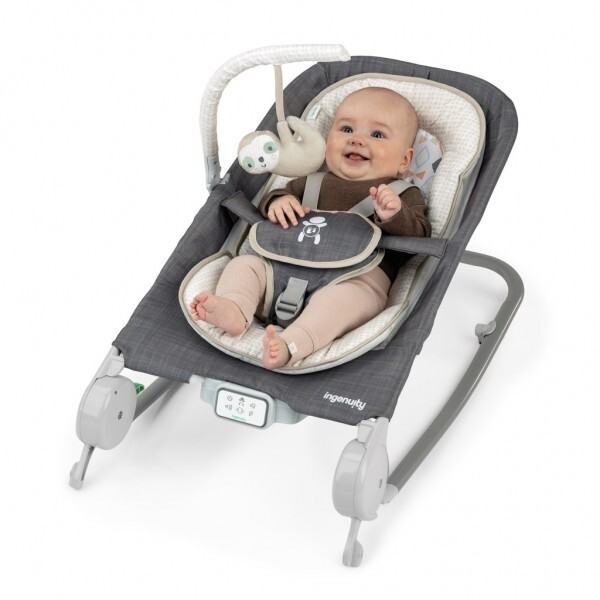 INGENUITY Sdraio massaggiante vibrante con melodia Happy Belly™ Rock-to-Bounce - Parker™ 0m+ d