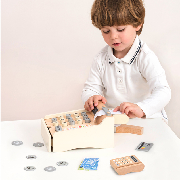 New Classic Toys Drevená detská pokladňa s doplnkami