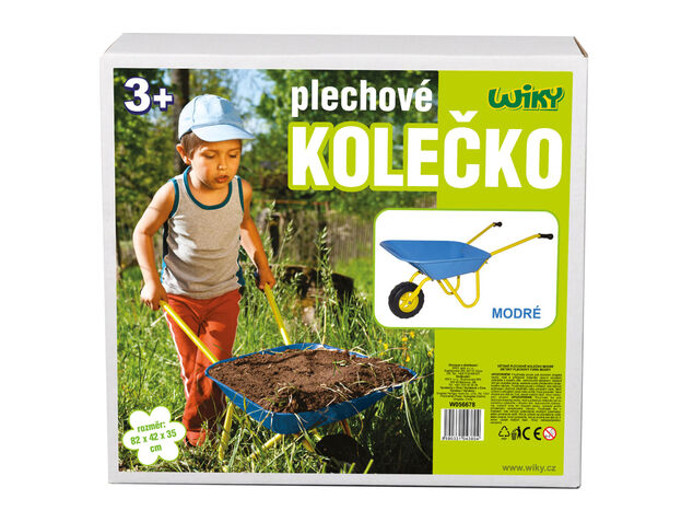 Plechové kolečko - modré 82x42x35 cm