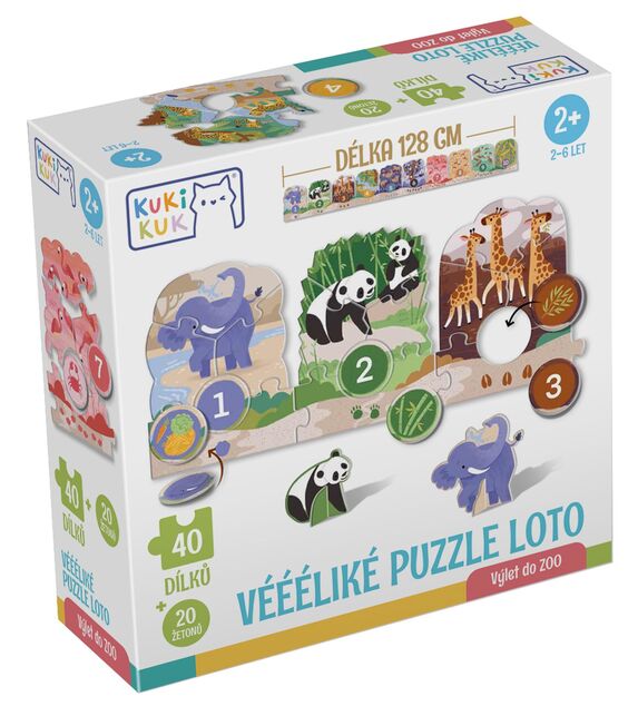 KukiKuk 80056 - Velké puzzle loto Výlet do ZOO