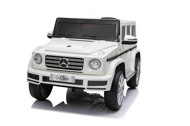 Elektrické autíčko Mercedes G500 12V, biele, 2,4 GHz diaľkové ovládanie, USB / SD Vstup, o