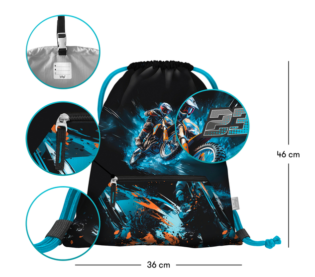 BAAGL Vrecko s priehradkou na zips Motorka