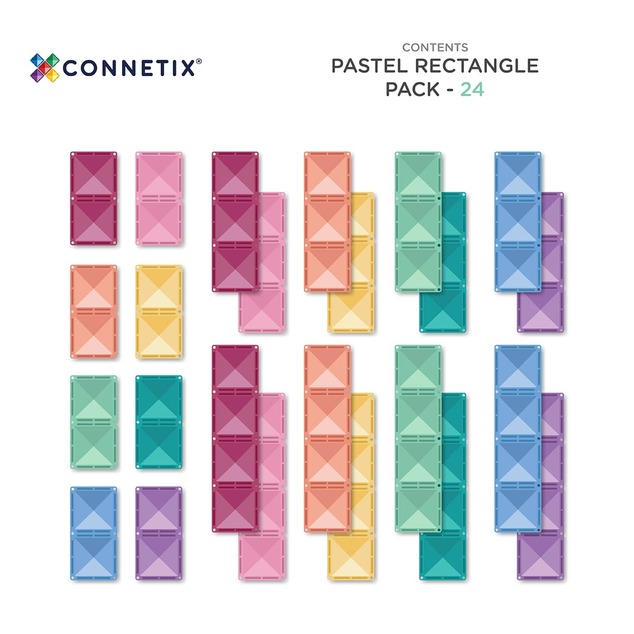 CONNETIX® Pastel Rectangle Pack magnetická stavebnica 24 ks