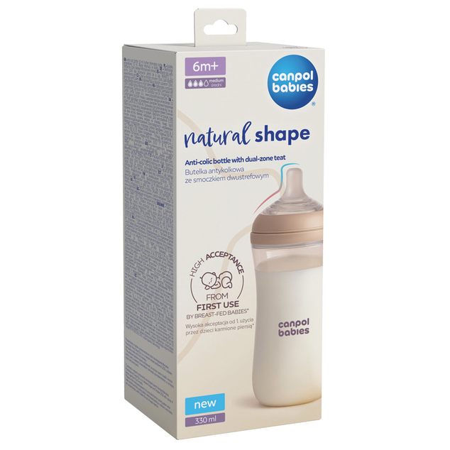 CANPOL BABIES Антиколикова бутилка Natural shape 330ml