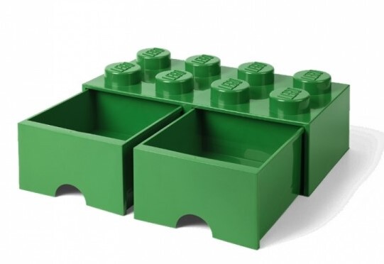 LEGO® úložný box 8 - so zásuvkami zelená 250 x 500 x 180 mm