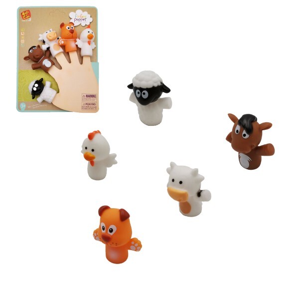 Prstová maňuška zvieratko domáca farma, guma 5cm