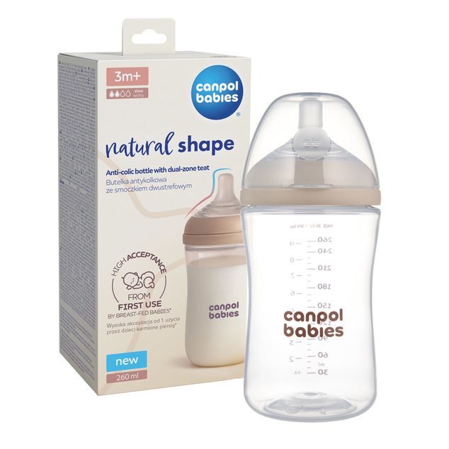 CANPOL BABIES Антиколикова бутилка Natural shape 260ml