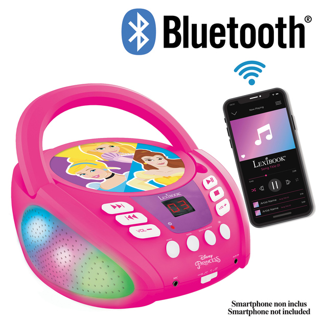 Lexibook Leuchtender Bluetooth CD-Player Disney Prinzessinnen