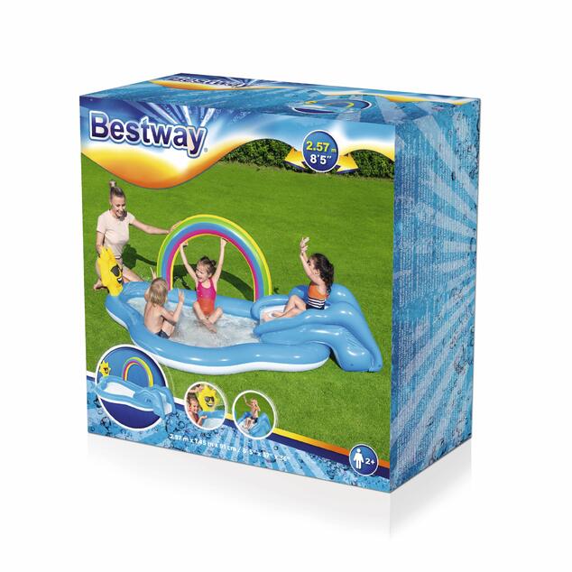 Bestway Aufblasbares Spielcenter Rainbow Day, 91×145×257 cm