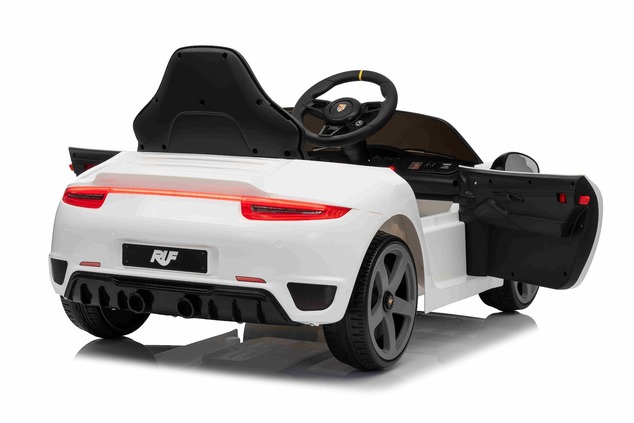 Elektrické autíčko RUF GT 12V, biele, Otváracie dvere, 2.4 GHz diaľkové ovládanie, LED sve