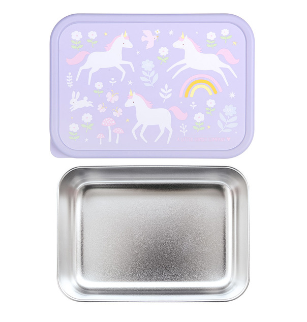 A Little Lovely Company – boîte à déjeuner en acier inoxydable avec couvercle en plastique – licorne