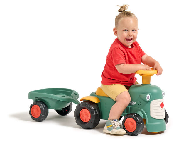 Falk traktor baby Maurice zelený vintage s prívesom