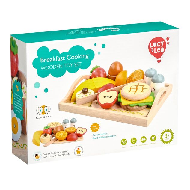Lucy &amp; Leo 222 Raňajky na podnose - drevená herná sada s magnetmi