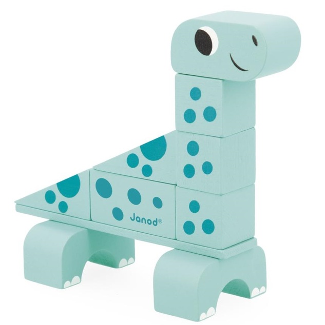 Janod Drevené kocky a stavebnica Cubikosaurus Dino
