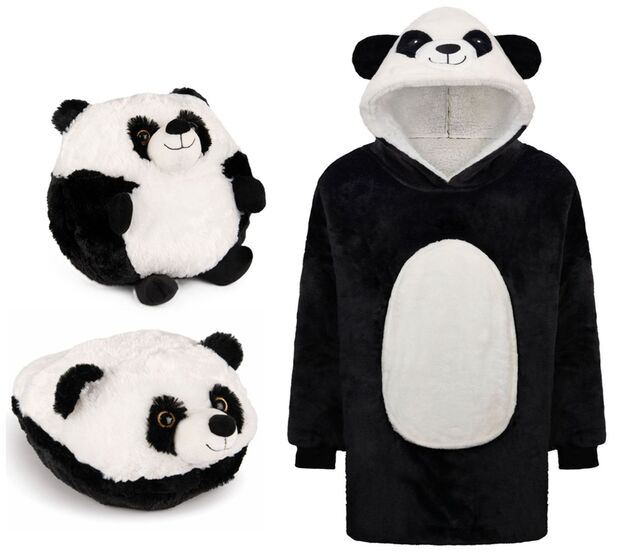 Cozy Noxxiez CH367 Panda - hrejivá televízna mikinová deka s kapucňou pre teenagerov a dos