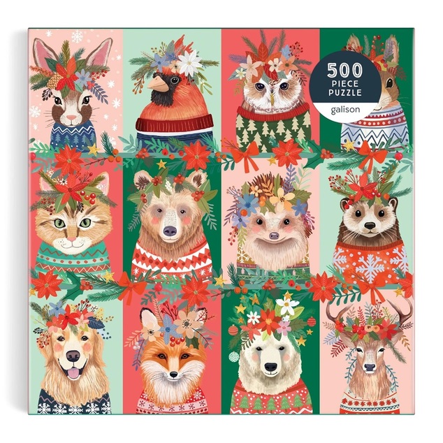 Galison Puzzle Vianočné chlpáči 500 dielikov