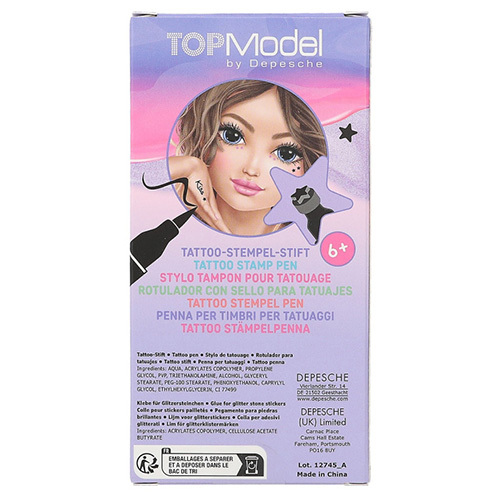 Top Model Tetovací fix s kamienkami, Fialový, hviezdička