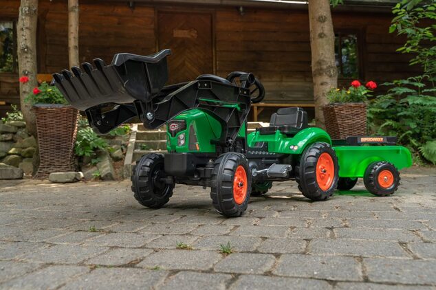 Falk Supercharger šliapaci Traktor Veľký s otváracou kapotou a vlečkou zelený