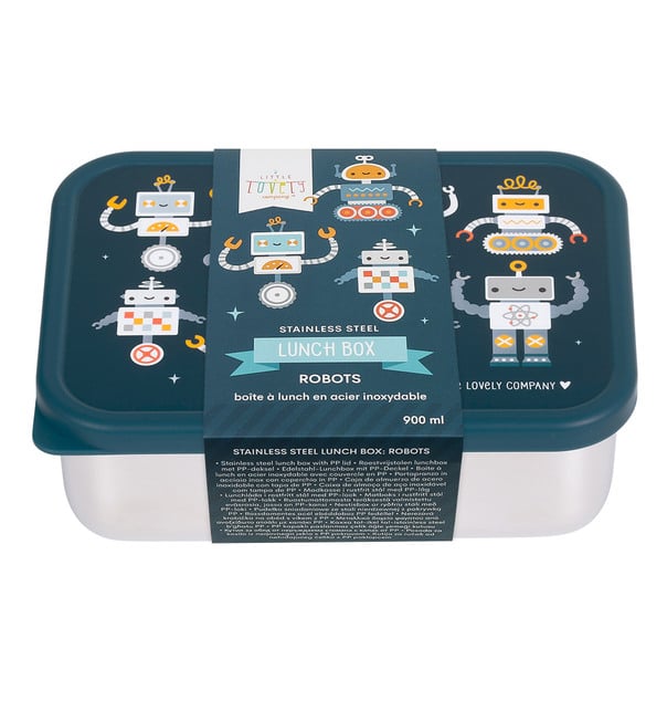 A Little Lovely Company – boîte à déjeuner en acier inoxydable avec couvercle en plastique – robots