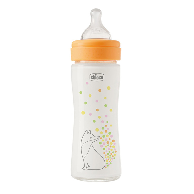 CHICCO Fľaša dojčenská sklenená Perfect Easy 240 ml slow silikón dievča 0m+