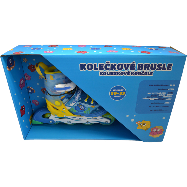 Detské kolieskové korčule - Modro-žlté (vel. 30-33)