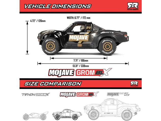 Arrma Mojave Grom 223S BLX 1:16 4WD RTR Basic negru