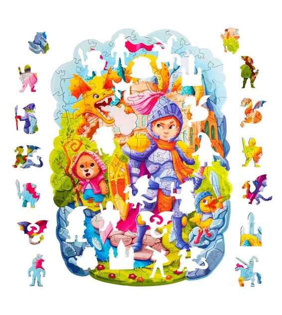 DREVENÉ FAREBNÉ PUZZLE - Statočný rytier