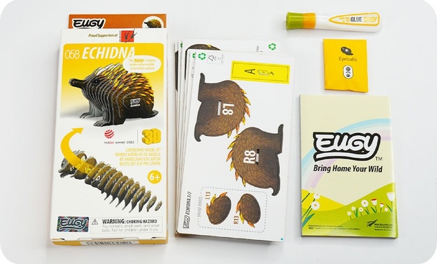EUGY Echidna puzzle 3D in cartone