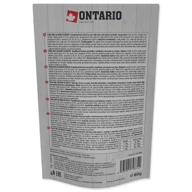 Kapsička Ontario tuniak a losos vo vývare 80g