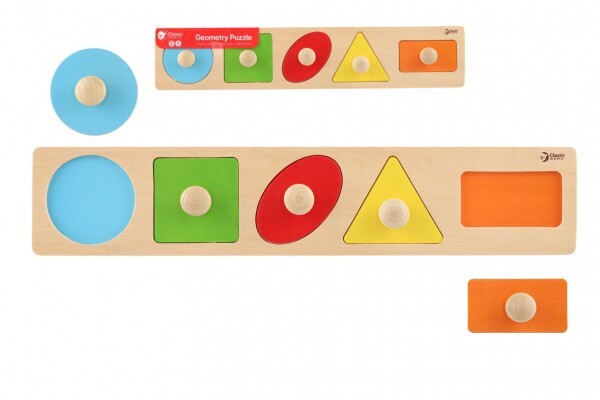 Inserisci 5 pezzi di forme geometriche in legno per i più piccoli