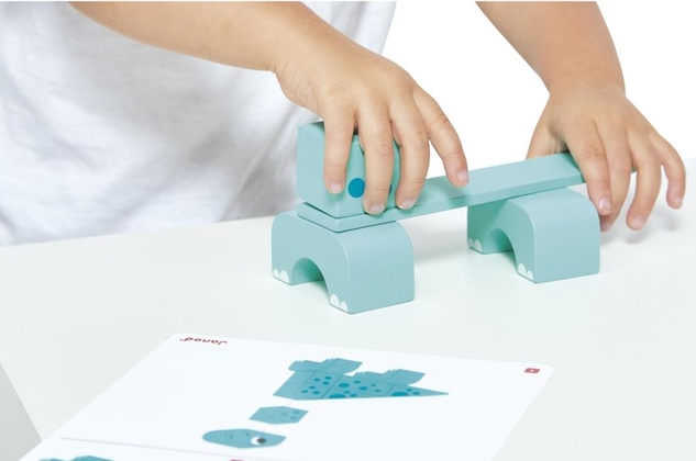Janod Drevené kocky a stavebnica Cubikosaurus Dino