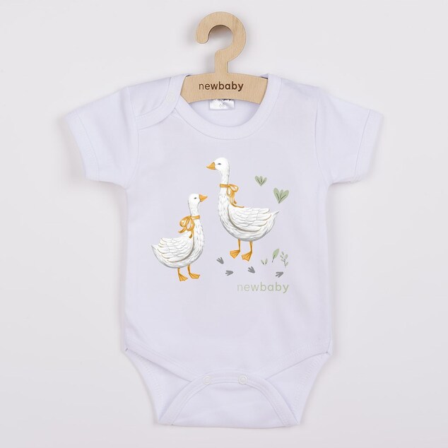 Baby-Body mit Aufdruck New Baby Gänschen - Kurzarm 68 (4-6m)