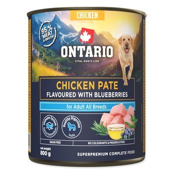Konzerva Ontario Adult kuracie paté s príchuťou čučoriedok 800g