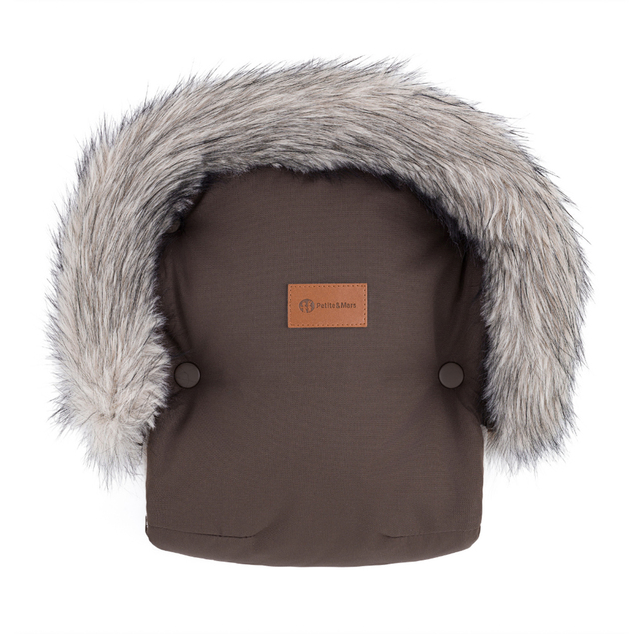 PETITE&amp;MARS Ensemble de chancelière d'hiver Comfy 4 en 1 + gants pour poussette Furry Rich Brown