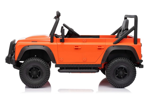 Elektrické autíčko Land Rover Defender 110 SVX 12V, oranžové, 4X4 pohon, LED svetlá, predn