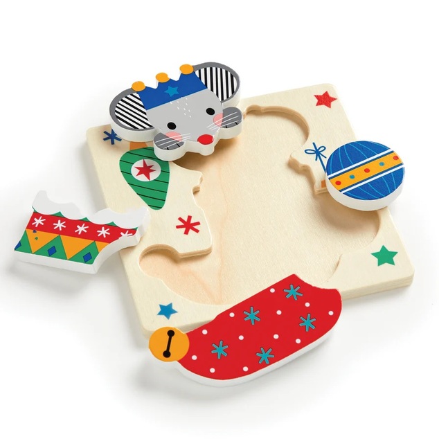 Mudpuppy Drevené vianočné puzzle sada 4 puzzle