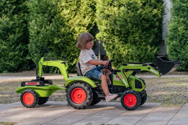 Falk Šliapací traktor veľky 2070Y Claas Arion 430 s nakladačom, rýpadlom a vlečkou